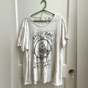 Magnolia Pearl  Zig Zag Oversized Distressed Boyfriend T Shirt